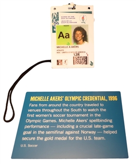 1996 Michelle Akers Atlanta Olympics Credential Badge on Display at Hall of Fame (Akers LOA)